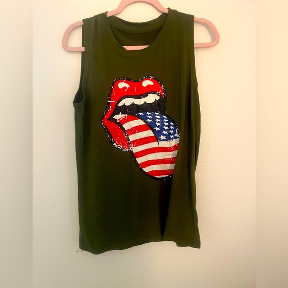 Army Green Rolling Stones Tank Top - Picture 1 of 1
